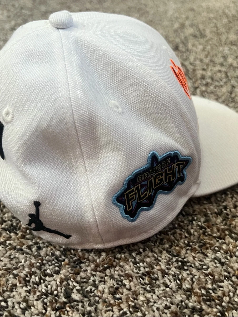 Kids Jordan White Snapback with Orange and Navy Embroidery